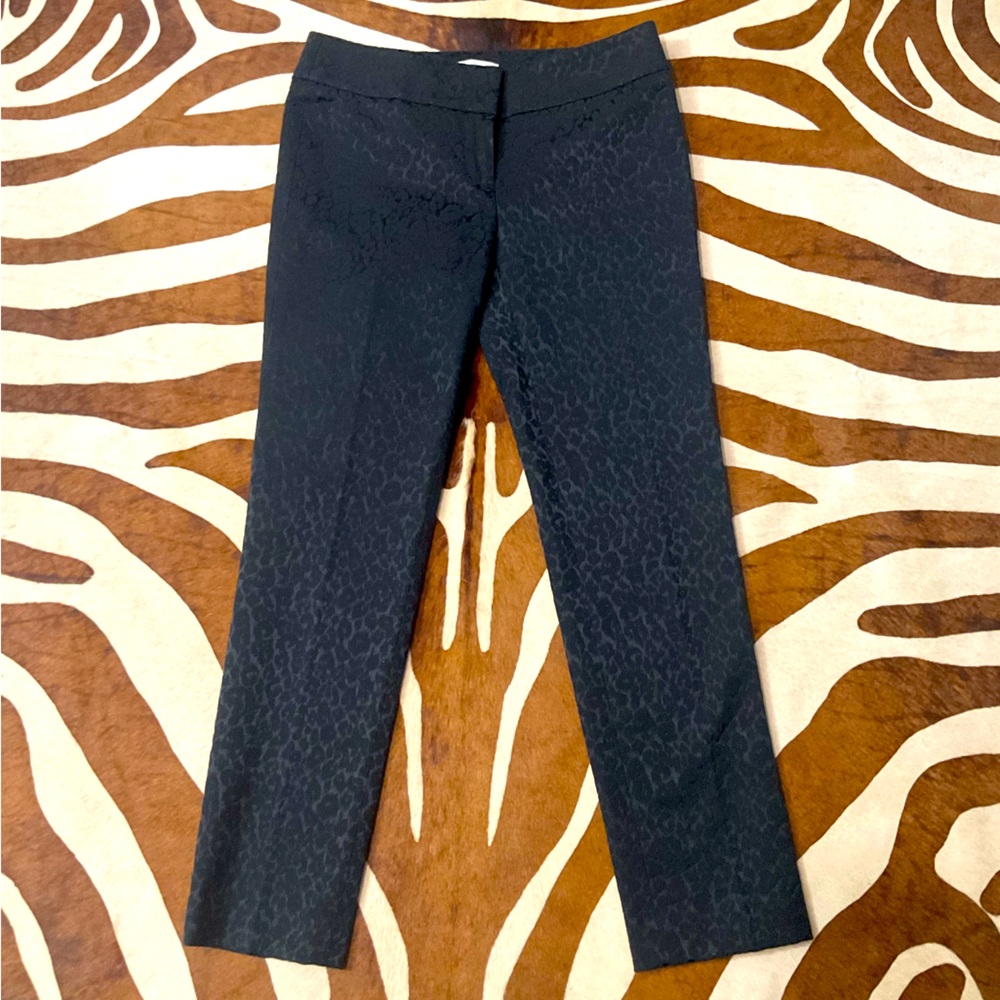 Leopard Embossed Marisa Black Textured Dress Pants Ann Taylor LOFT